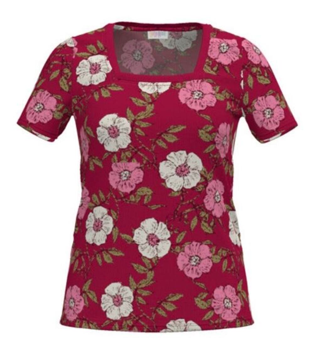 LuLaRoe Martha Square Neck Top Pink Floral Stretch XL